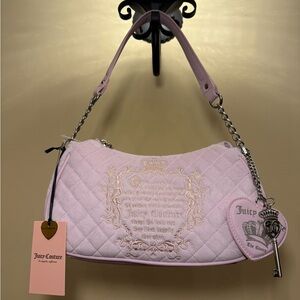 NWT Juicy Couture Juicy Tale Pale Light Pink Quilted Purse Shoulder Bag Y2K